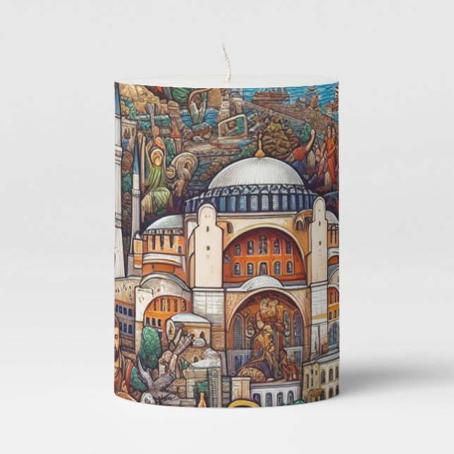 Istanbul's Culture Pillar Candle (Front)