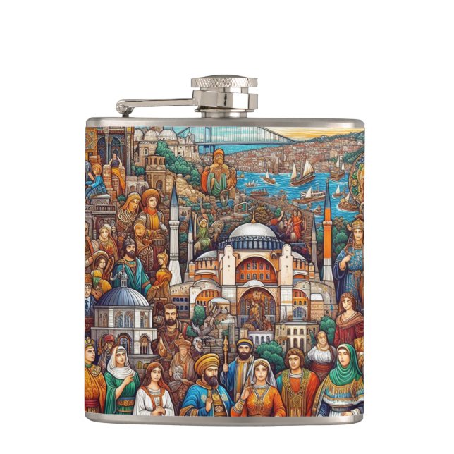 Istanbul's Culture Vinyl Wrapped Flask (Front)