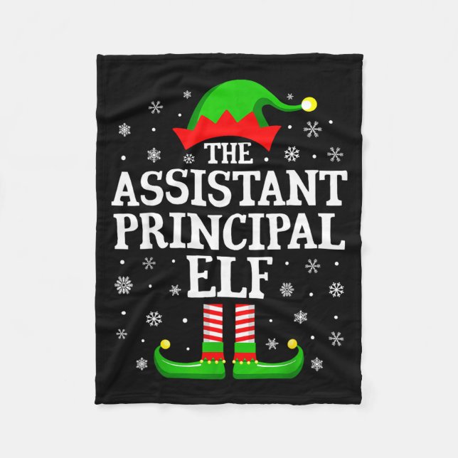 Istant Principal Elf Funny Christmas Family Matchi Fleece Blanket (Front)