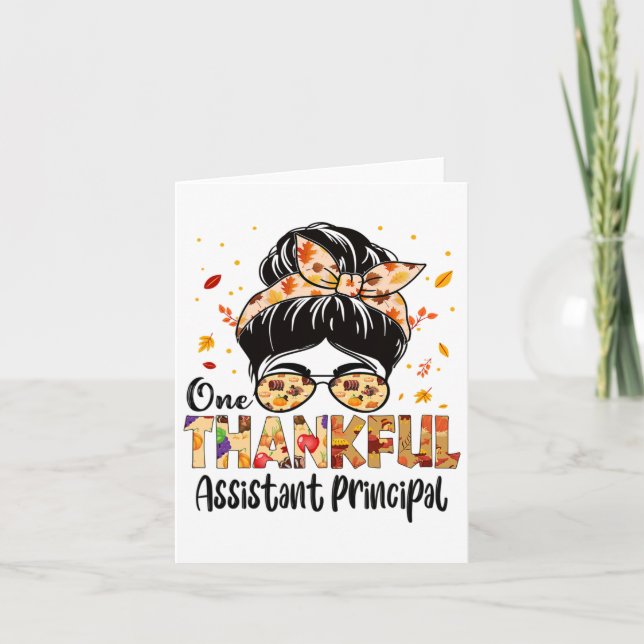 Istant Principal One Thankful Thanksgiving Fall Au Card (Front)
