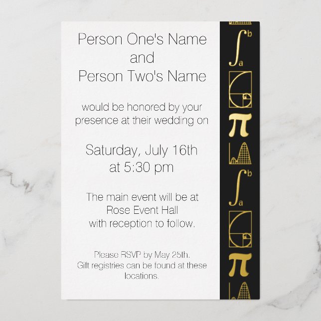 It Adds Up in Black Foil Invitation (Front)