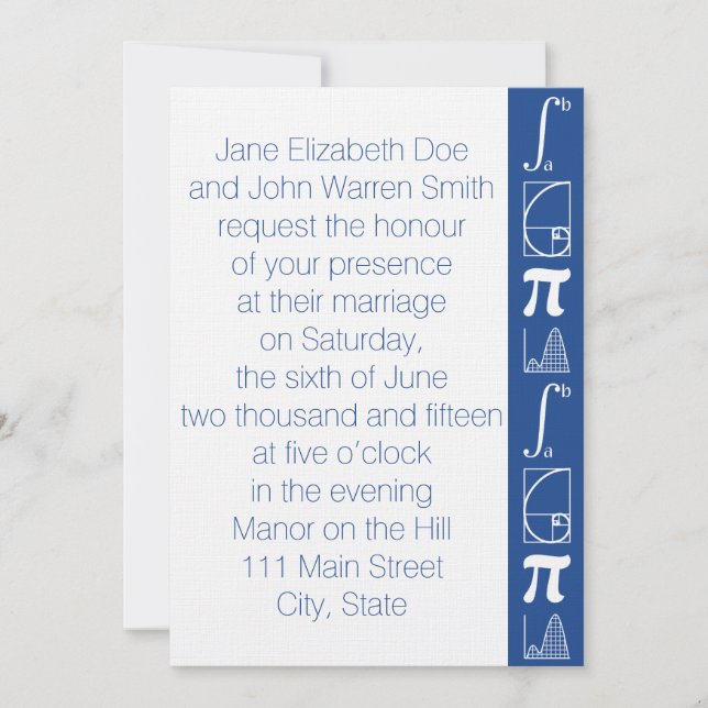 It Adds Up in Blue Wedding Invitation (Front)