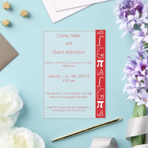 It Adds Up in Cherry Acrylic Wedding Invitations