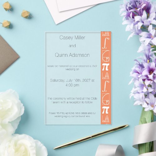 It Adds Up in Coral  Acrylic Wedding  Invitations