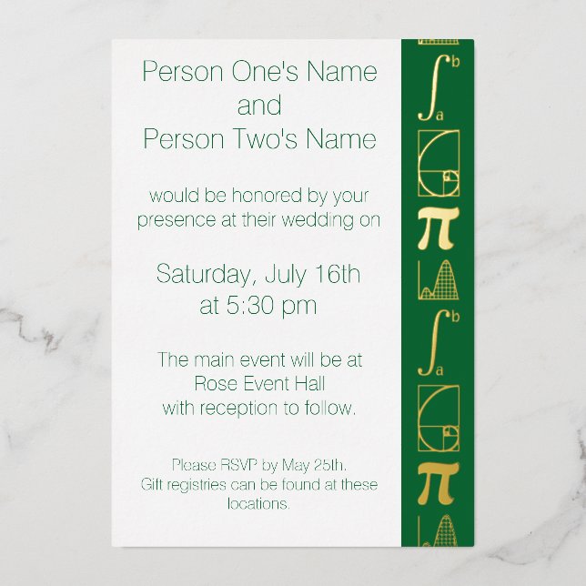 It Adds Up in Green Foil Invitation (Front)