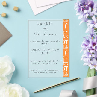 It Adds Up in Orange Acrylic Wedding  Invitations
