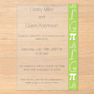 It Adds Up in Peridot Acrylic Wedding  Invitations