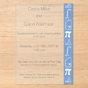 It Adds Up in Periwinkle Acrylic Wedding Invitations