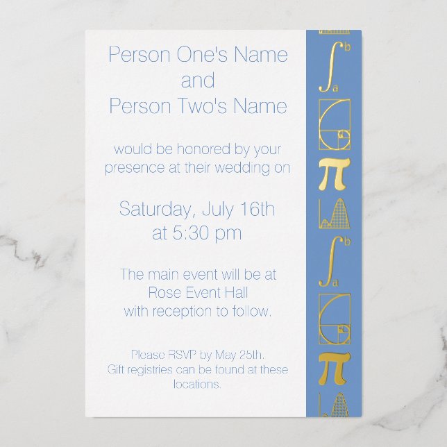 It Adds Up in Periwinkle Foil Invitation (Front)