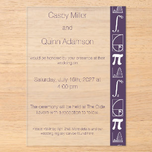 It Adds Up in Purple Acrylic Wedding Invitations