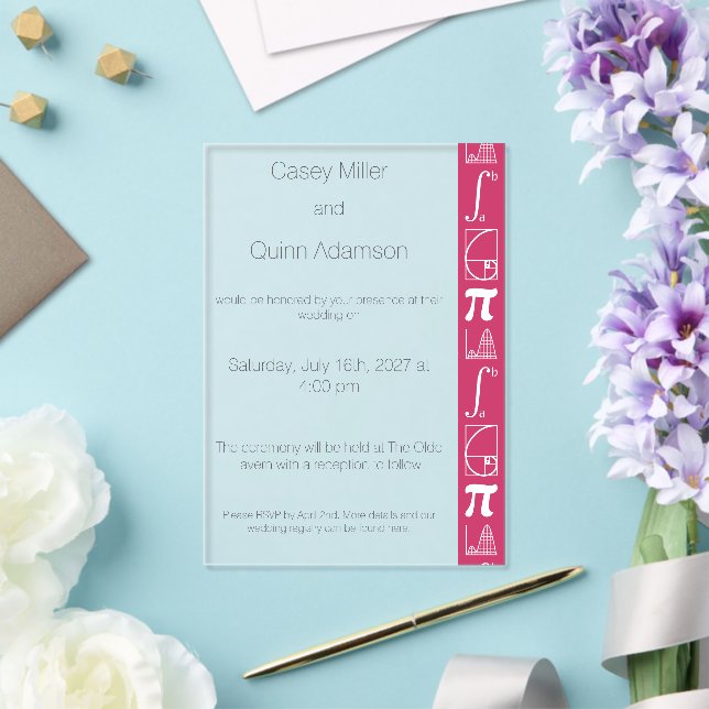 It Adds Up in Raspberry Acrylic Wedding  Invitations (Insitu (Wedding))