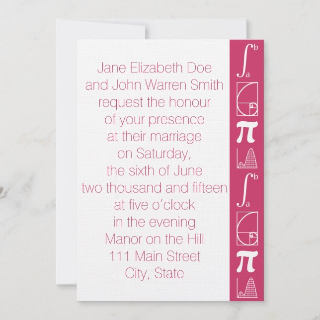 It Adds Up in Raspberry Wedding Invitation (Front)
