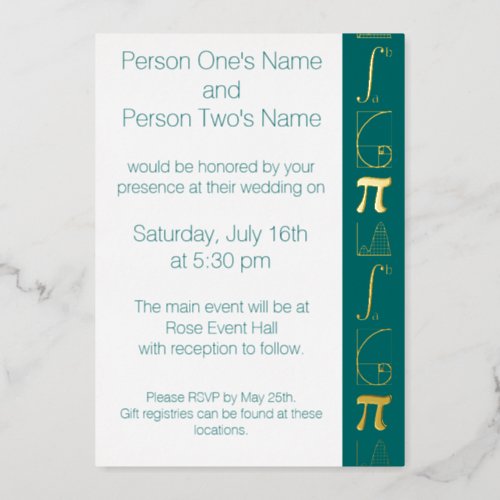 It Adds Up in Teal Foil Invitation