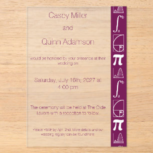 It Adds Up in Wine Acrylic Wedding Invitations