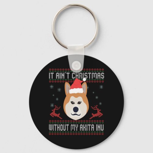 It Aint Christmas Without My Akita inu Dog Lovers Keychain