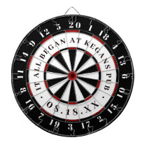 It All Began | Established Date Black White & Red Dart Board