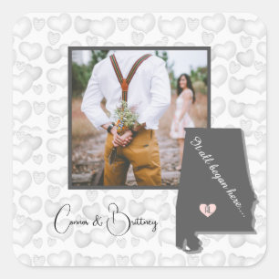 It all Began Here, Alabama Photo Personalize Square Sticker