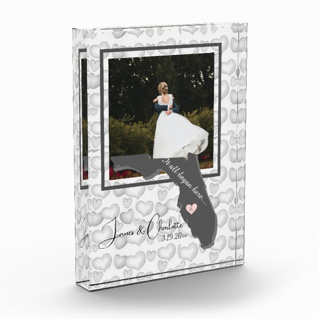 It all Began Here, Florida, Photo Heart Couple,    Acrylic Award (Left)