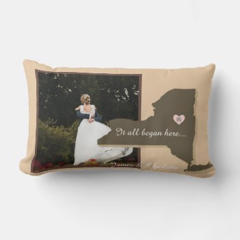 It All Began Here  New York  Photo Heart Couple    Lumbar Pillow by KybritorKreations at Zazzle