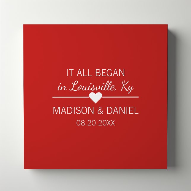 It All Began Romantic Personalized Couples Heart Faux Canvas Print (Creator Uploaded)