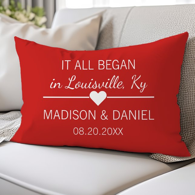 It All Began Romantic Personalized Couples Heart Lumbar Pillow (Creator Uploaded)