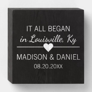It All Began Romantic Personalized Couples Heart Wooden Box Sign