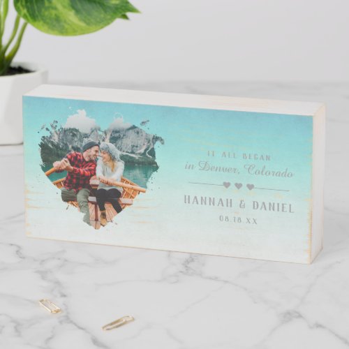 It All Began  Romantic Personalized Couples Photo Wooden Box Sign