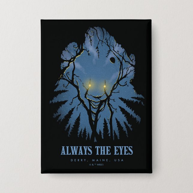 IT Always The Eyes Pareidolic Tree Tops Button (Front)