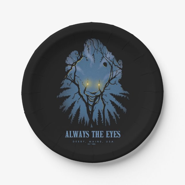 IT Always The Eyes Pareidolic Tree Tops Paper Plates (Front)