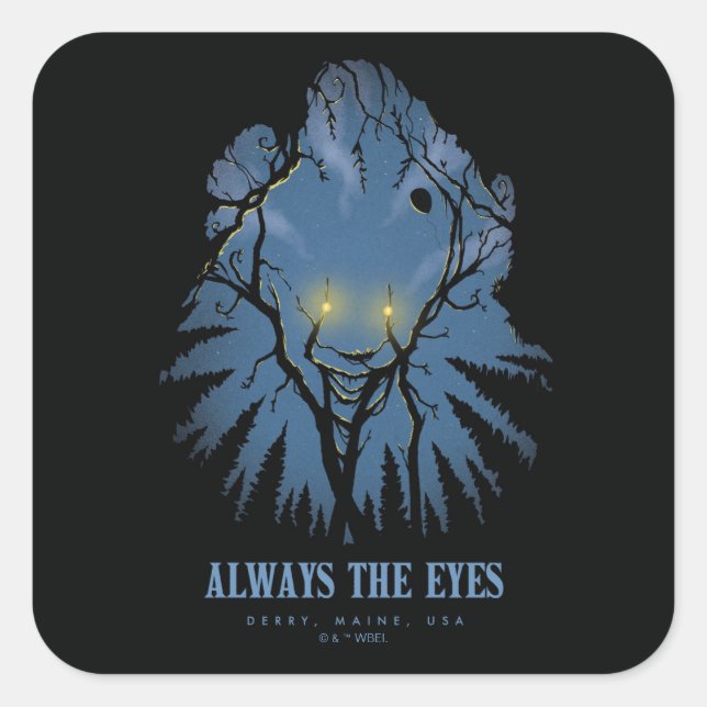 IT Always The Eyes Pareidolic Tree Tops Square Sticker (Front)