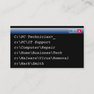 IT Business Cards Personalized Computer Technician