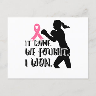 It Came We Fought I Won Breast Cancer Awareness Invitation Postcard