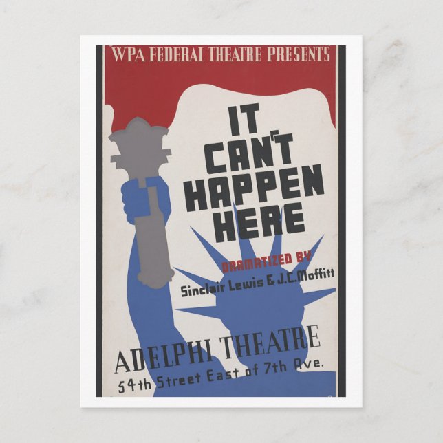 It Can't Happen Here, Performance Play Postcard (Front)
