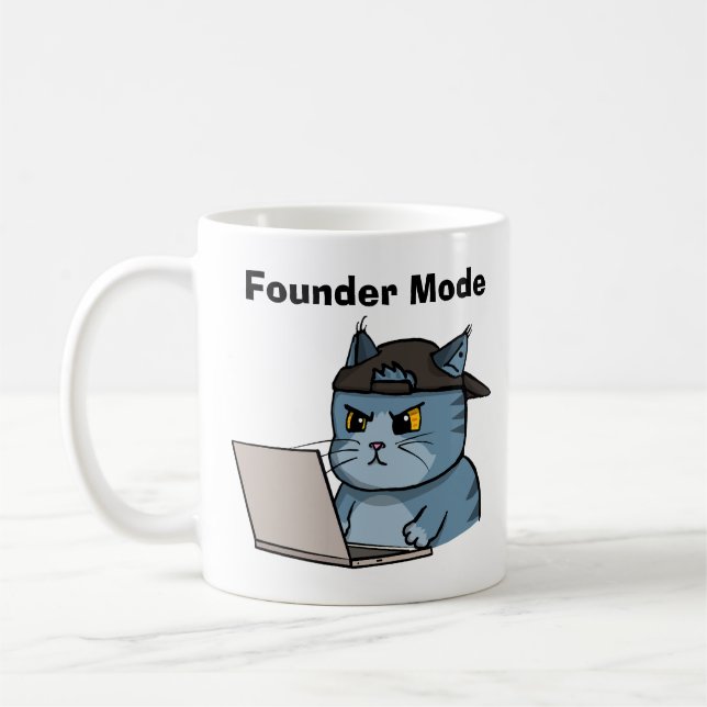 IT Cat. Founder mode Coffee Mug (Left)