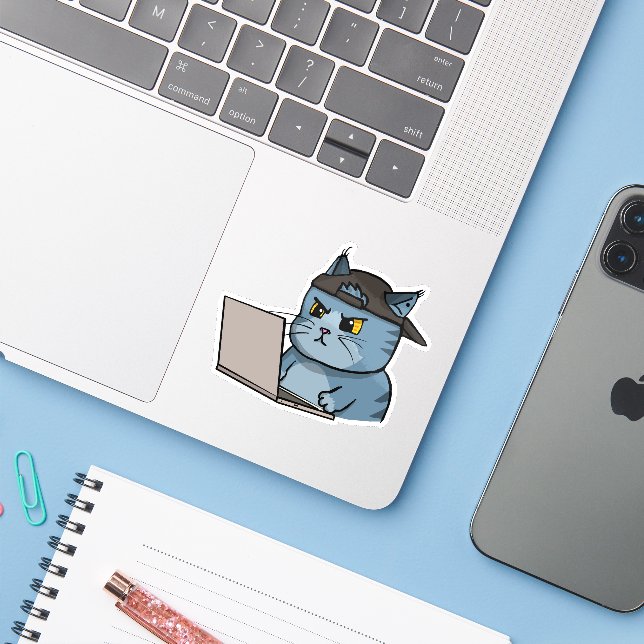 IT Cat. Sticker (Laptop w/ iPhone)