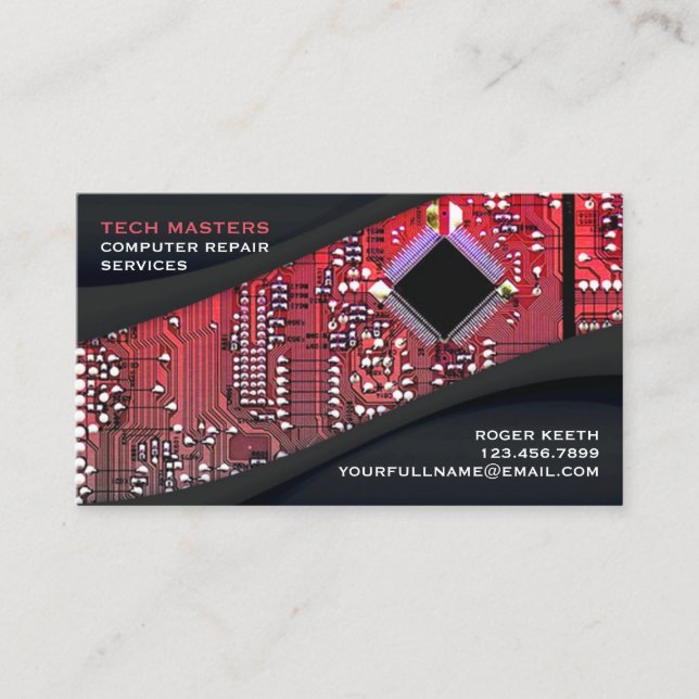IT Computer Repair Business Card Template (Front)