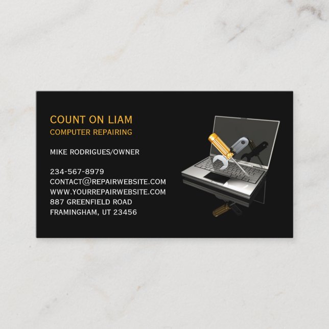 IT Computer Repair Business Card Template (Front)