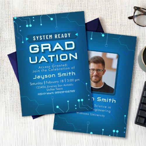 IT - Computer Science Graduation with Photo Invitation
