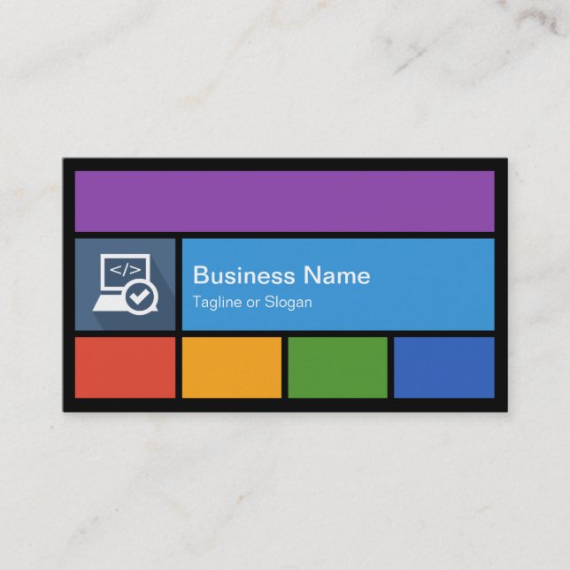 IT Consultant - Colorful Tiles Creative Business Card (Front)