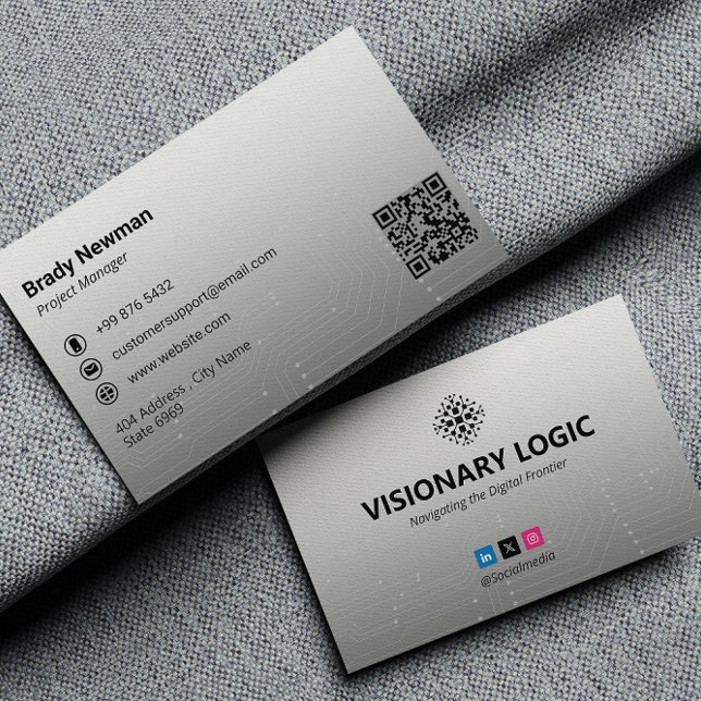 IT Consulting Business | Futuristic Gray Light Card (Creator Uploaded)