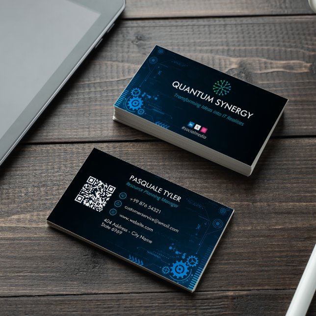 IT Consulting Business | Simple Dark Futuristic Business Card (Creator Uploaded)