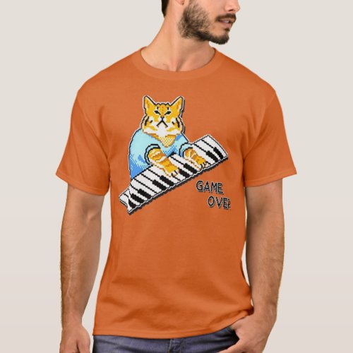 It Crowd Roys Piano Cat Design Available On A Wide T_Shirt
