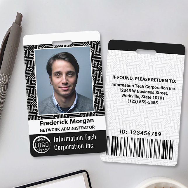 IT Custom Computer Employee Photo Bar Code Logo Badge (Creator Uploaded)