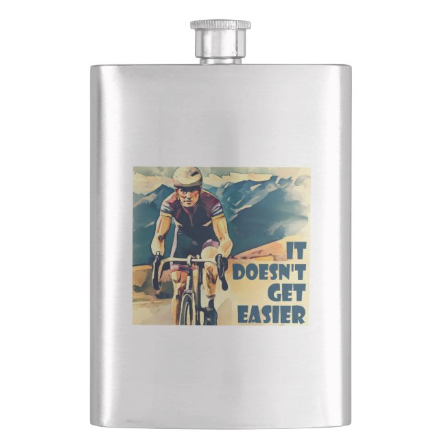 It Doesn't Get Easier Cycling Flask (Front)