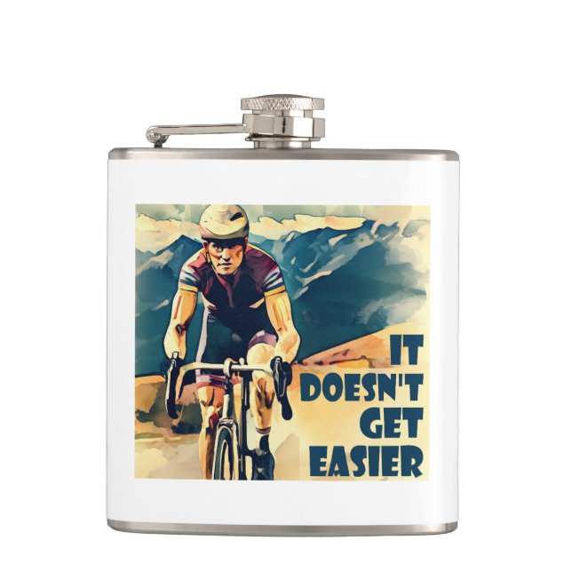 It Doesn't Get Easier Cycling Flask (Front)
