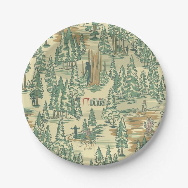 IT Forest Fishing Pattern Paper Plates (Front)