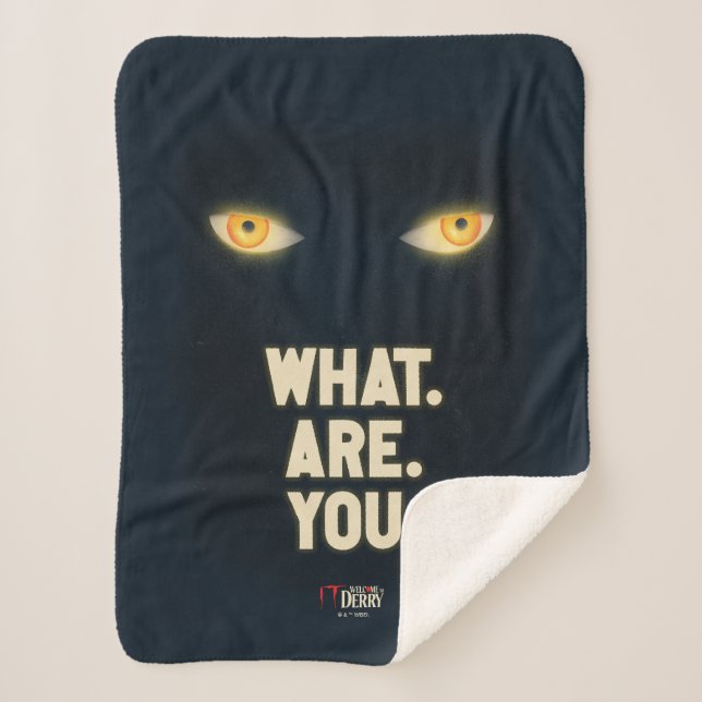 IT Glowing Eyes "What.Are.You." Sherpa Blanket (Front)