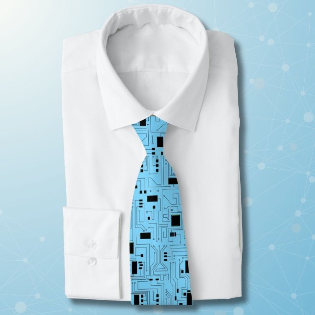 IT Guy Azur Blue Classic Circuit Board Neck Tie (Creator Uploaded)