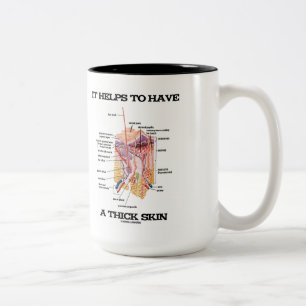 It Helps To Have A Thick Skin (Anatomy Humor) Two-Tone Coffee Mug