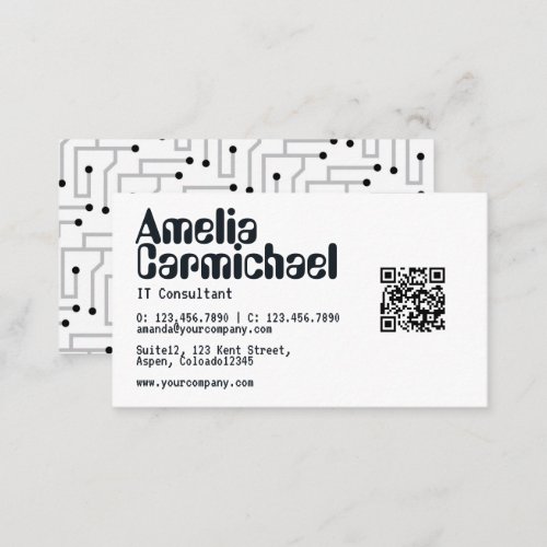 IT Information Technology Consultant QR Code Business Card